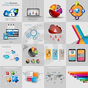 Infographic template collections with a lot of different design elements