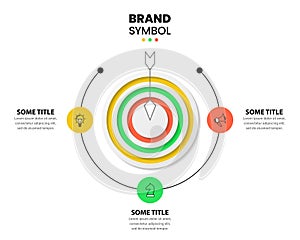 Infographic template. Dartboard with 3 steps. Vector