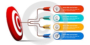 Infographic template. Dartboard with 4 steps and icons