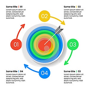 Infographic template. Dartboard with 4 steps and numbers