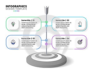 Infographic template. Dartboard with 4 steps and space for text