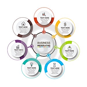 Infographic template design with icons and circles. Abstract elements of graph, diagram with steps, number options, parts or proce