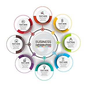 Infographic template design with icons and circles. Abstract elements of graph, diagram with steps, number options, parts or proce