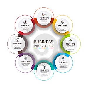 Infographic template design with icons and circles. Abstract elements of graph, diagram with steps, number options, parts or proce