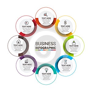 Infographic template design with icons and circles. Abstract elements of graph, diagram with steps, number options, parts or proce