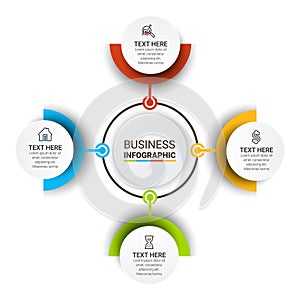 Infographic template design with icons and circles. Abstract elements of graph, diagram with steps, number options, parts or proce