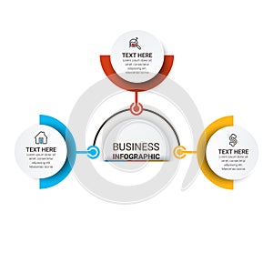 Infographic template design with icons and circles. Abstract elements of graph, diagram with steps, number options, parts or proce