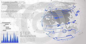 Infographic Template for diagram gobal network connection. world map point Internet of Things, Computing Design technology