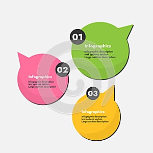Infographic template dialog forms in different colors