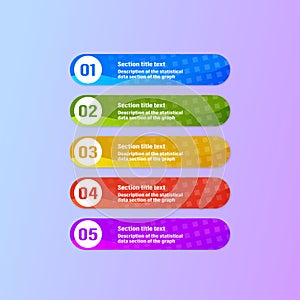 Infographic template in different colors sections with your description text