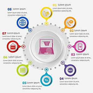 Infographic template with e-commerce icons