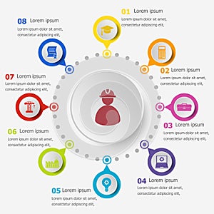 Infographic template with engineering icons