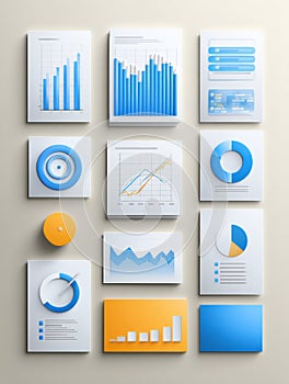 Infographic Template Featuring Editable Placeholders for Customizable Statistics and Data Visualizations in Blue and photo