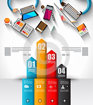 Infographic template with flat UI icons for ttem ranking photo