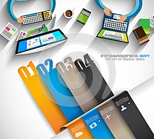 Infographic template with flat UI icons for ttem ranking photo