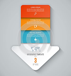 Infographic template in the form of an arrow pointing down.