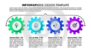 Infographic template. Gears in a row with 4 steps