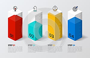 Infographic template with icons and 4 options or steps. Column
