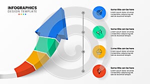 Infographic template. 3d rising arrow divided into 4 pieces