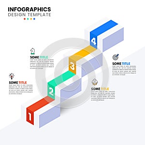 Infographic template. Isometric staircase with 4 steps