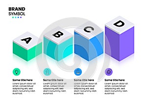 Infographic template. 4 isometric growing columns with text