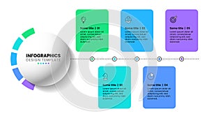 Infographic template. A line with a circle and 5 steps