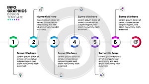 Infographic template. The line to success with 6 steps