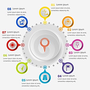 Infographic template with location icons