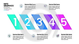 Infographic template. Numbered strips with 5 steps