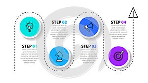 Infographic template. Paper plane with a line and 4 circles