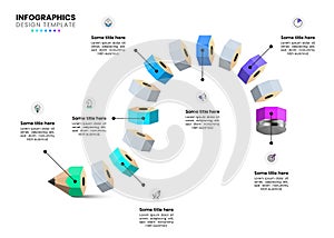 Infographic template. Pencil with 7 steps and icons