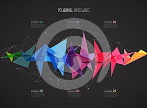 Infographic template with polygonal abstract shapes