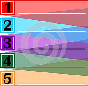 Infographic template for presentation of five options or steps with blank frames for own message