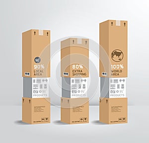 Infographic template product shipping paper box Design style / c