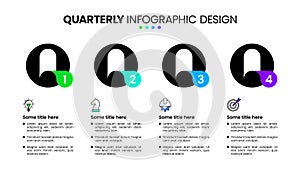 Infographic template. Quarterly chart with 4 steps photo