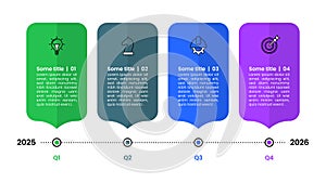 Infographic template. A quarterly plan for a year with 4 steps photo