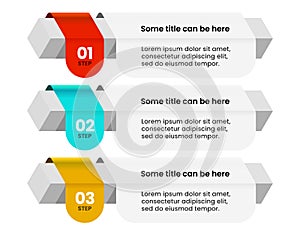 Infographic template. Ribbons on a stick with 3 steps and text