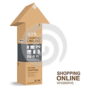 Infographic template shopping paper box Design style