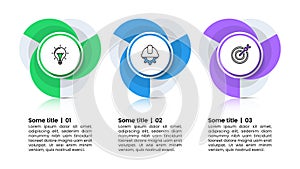 Infographic template. Standing circular shapes with 3 steps