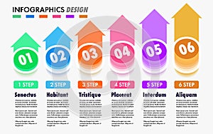 Infographic template with 6 step column