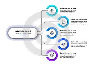 Infographic template. Technological concept with 5 connected steps