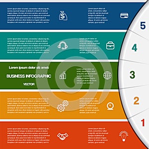 Infographic template with text areas on five positions photo