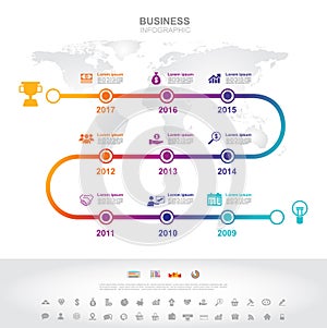 Infographic template. Timeline infographic Business success concept with graph. vector design. Elements of this image furnished by