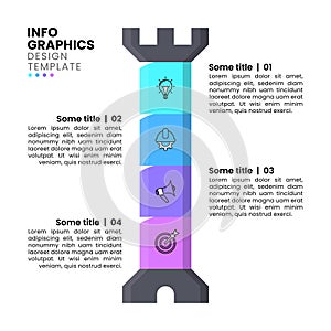 Infographic template. Tower with icons and 4 steps