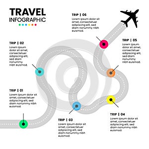 Infographic template. Travel concept with 6 steps