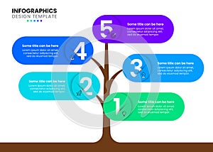 Infographic template. Tree with 5 circles and text