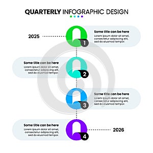 Infographic template. Vertical line with quarter steps