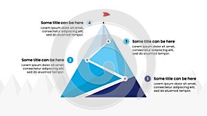 Infographic template. The way to the mountain with 4 steps