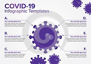 Infographic templates of coronavirus in purple vector for design and presentation