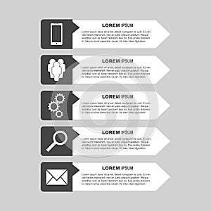 Infographic templates with smartphone, people, gear, magnifier a